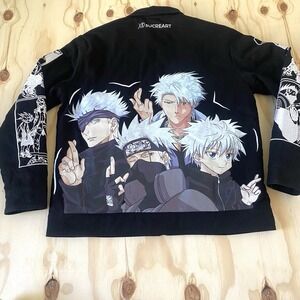 XO Sucreart Men's Jacket Size Large Black White Hair Gojo Kakashi Killua Toshiro